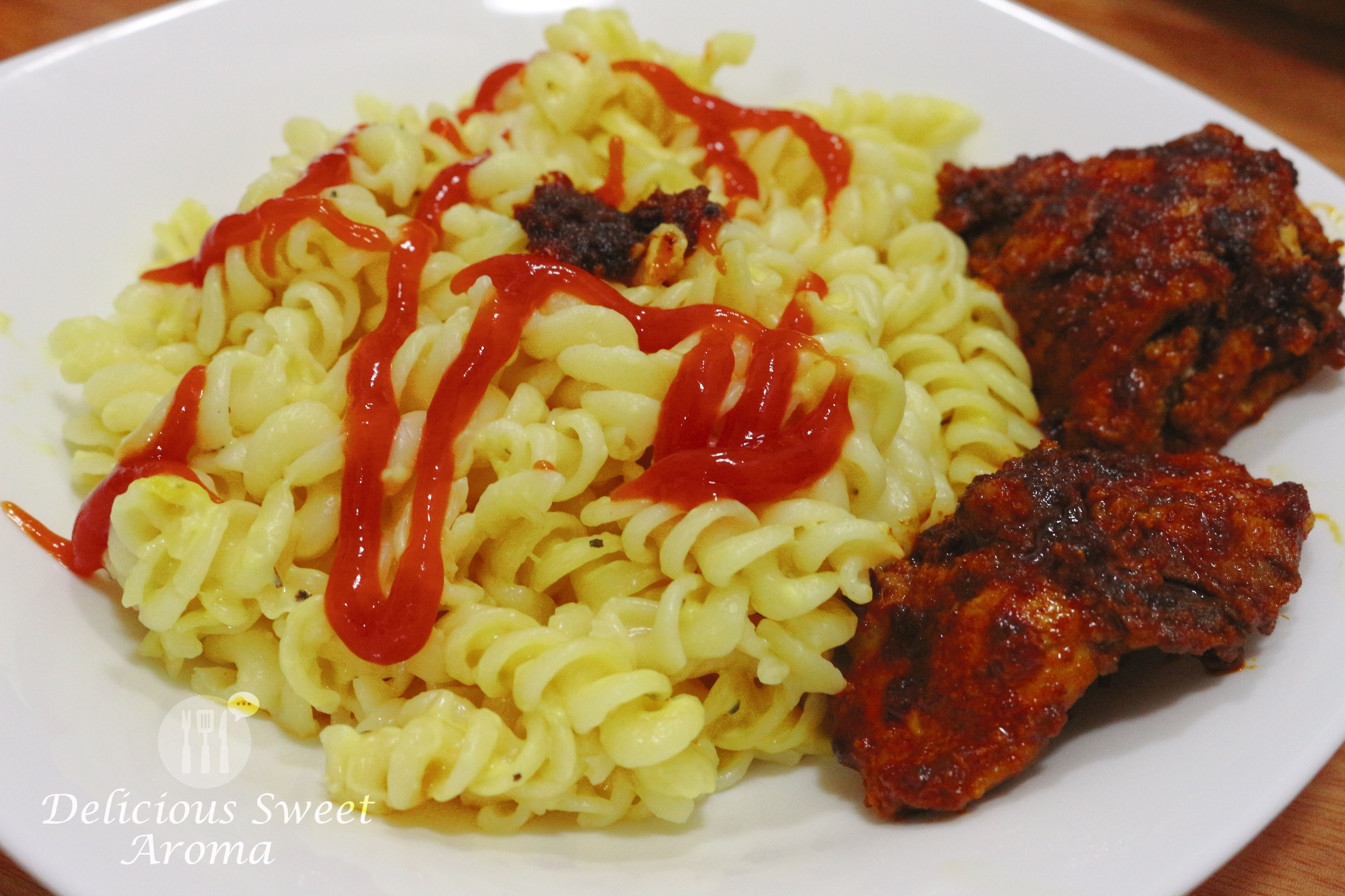 Easy Cheese Pasta with Chicken Ghee Roast